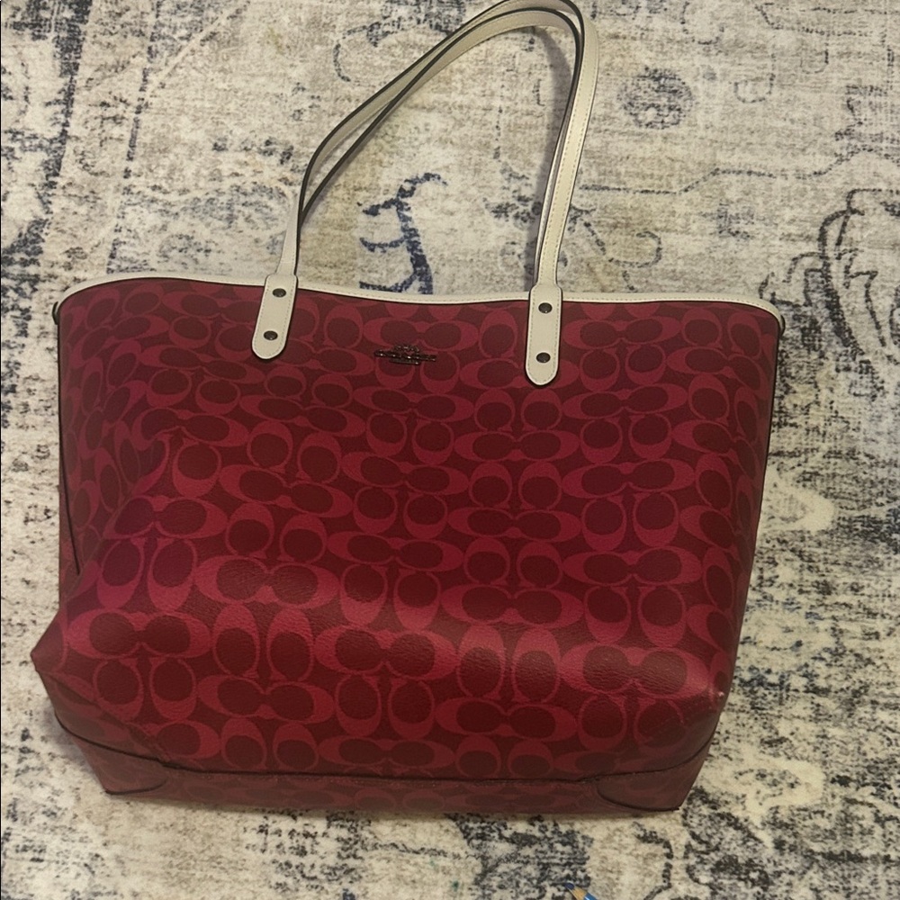Coach Red Signature Tote Bag